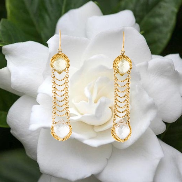 SOLD -Anthony Nak 18k Gold Citrine Ladder Earrings - Picture 5 of 7